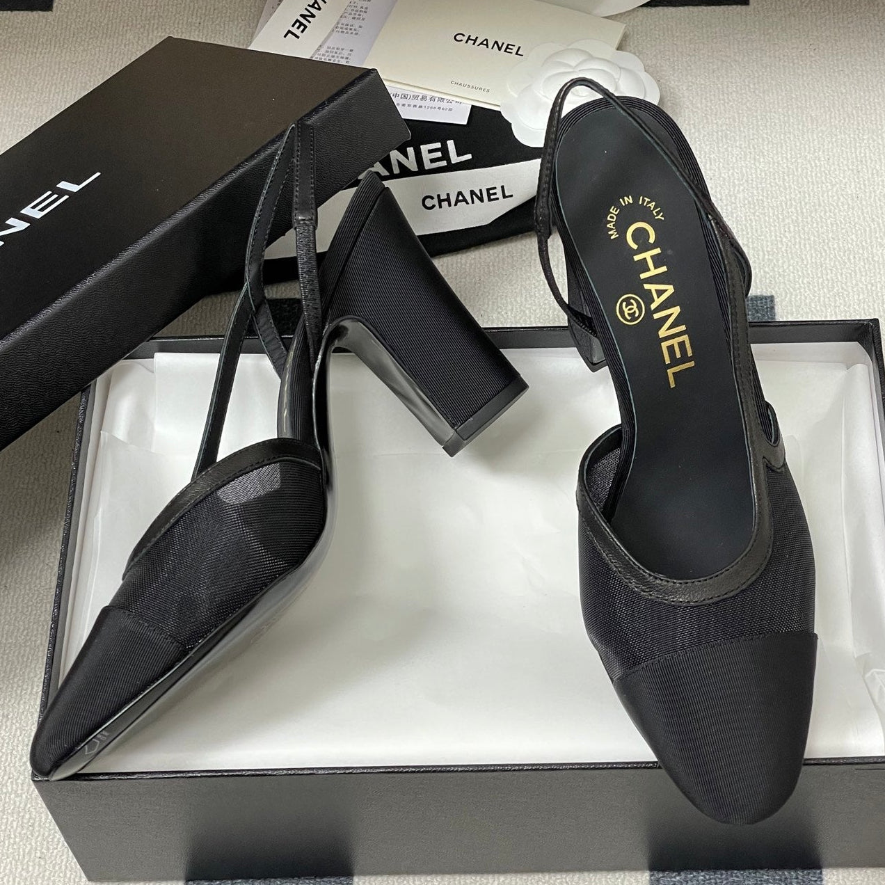 CC 26s Slingback 95mm Mesh Fabric Sheepskin