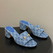 GG 26ss Horsebit Slippers 55 Blue Denim Monogram