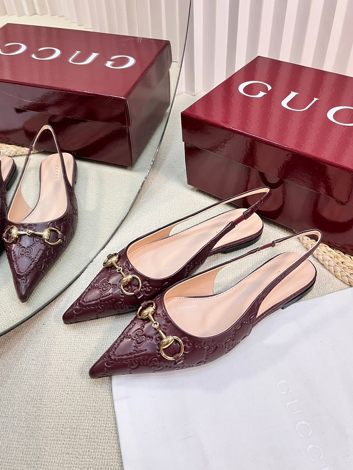 GC Horsebit Slingback Pump 10mm Rosso Ancora red  Embossed Sheepskin 294571