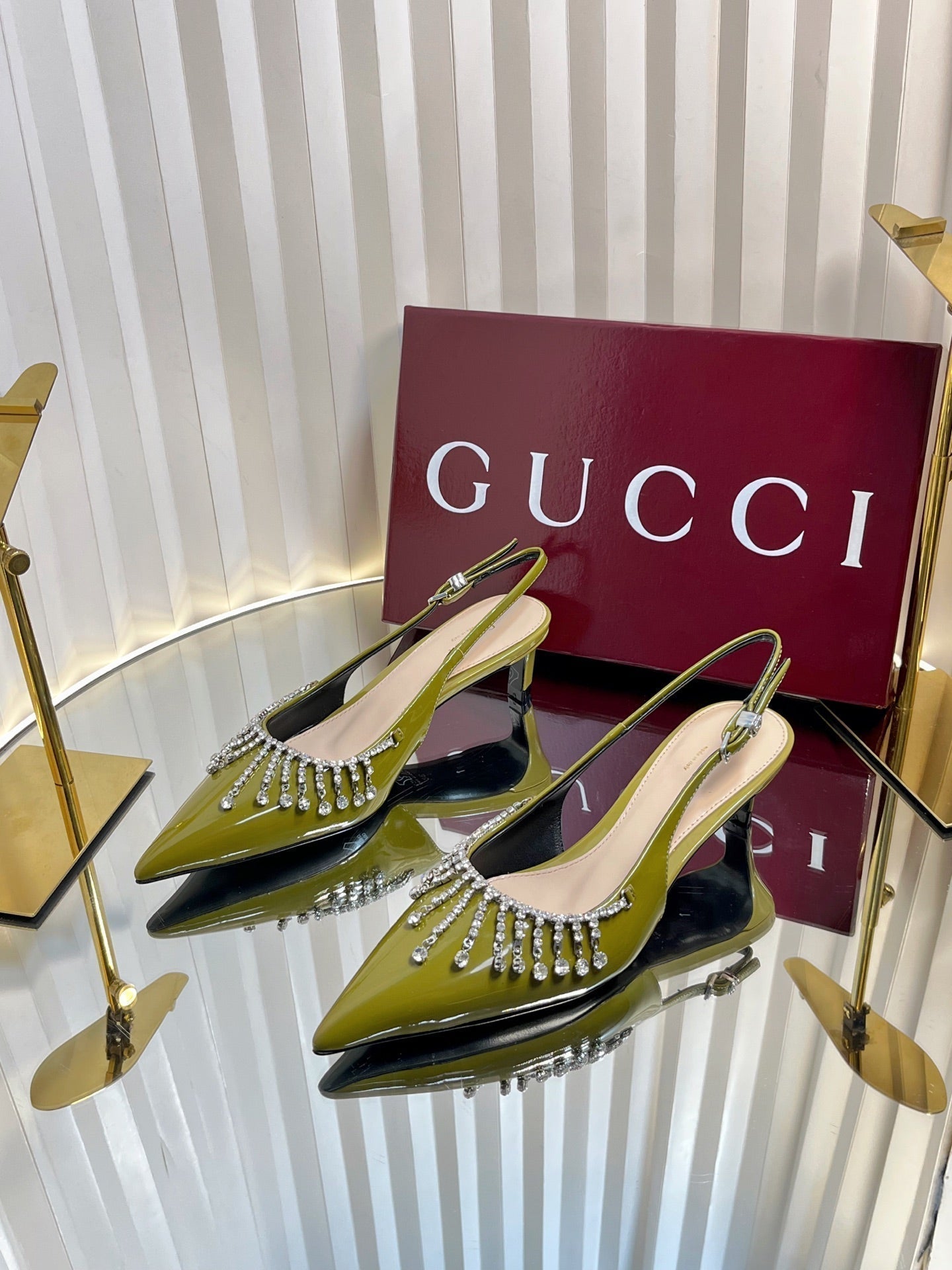 GC 25 Embellished Slingback Dark Green Patent Leather 294626