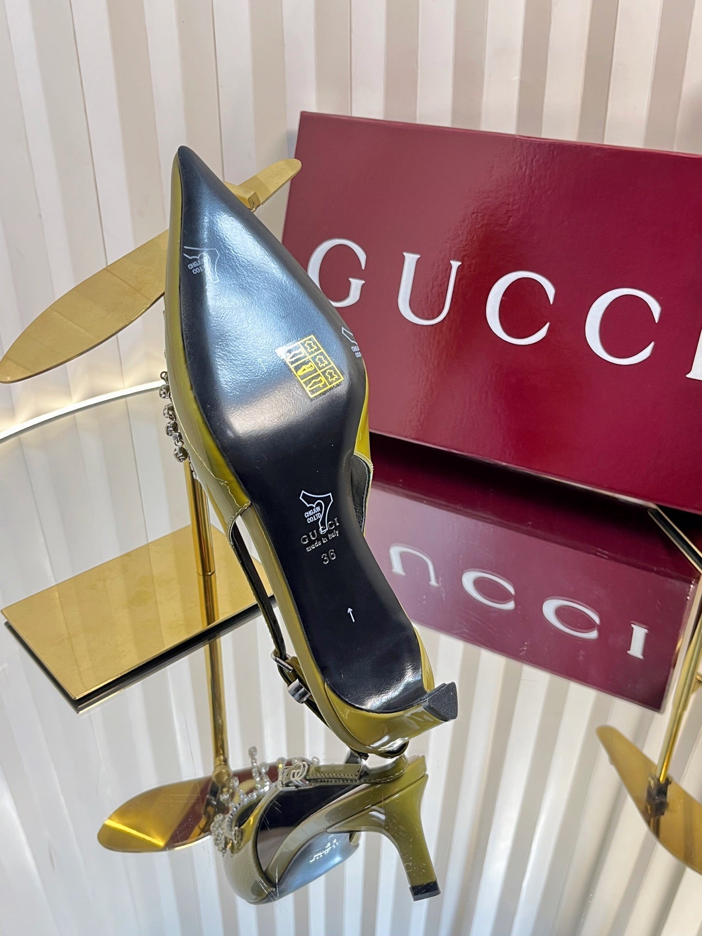 GC 25 Embellished Slingback Dark Green Patent Leather 294626