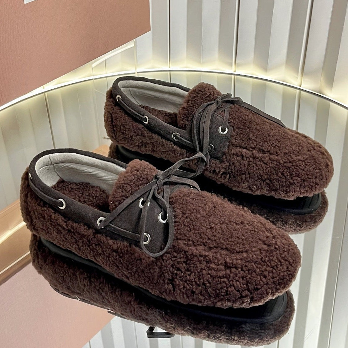 Miumiu 25 Loafer Chocolate Brown Wool 548412