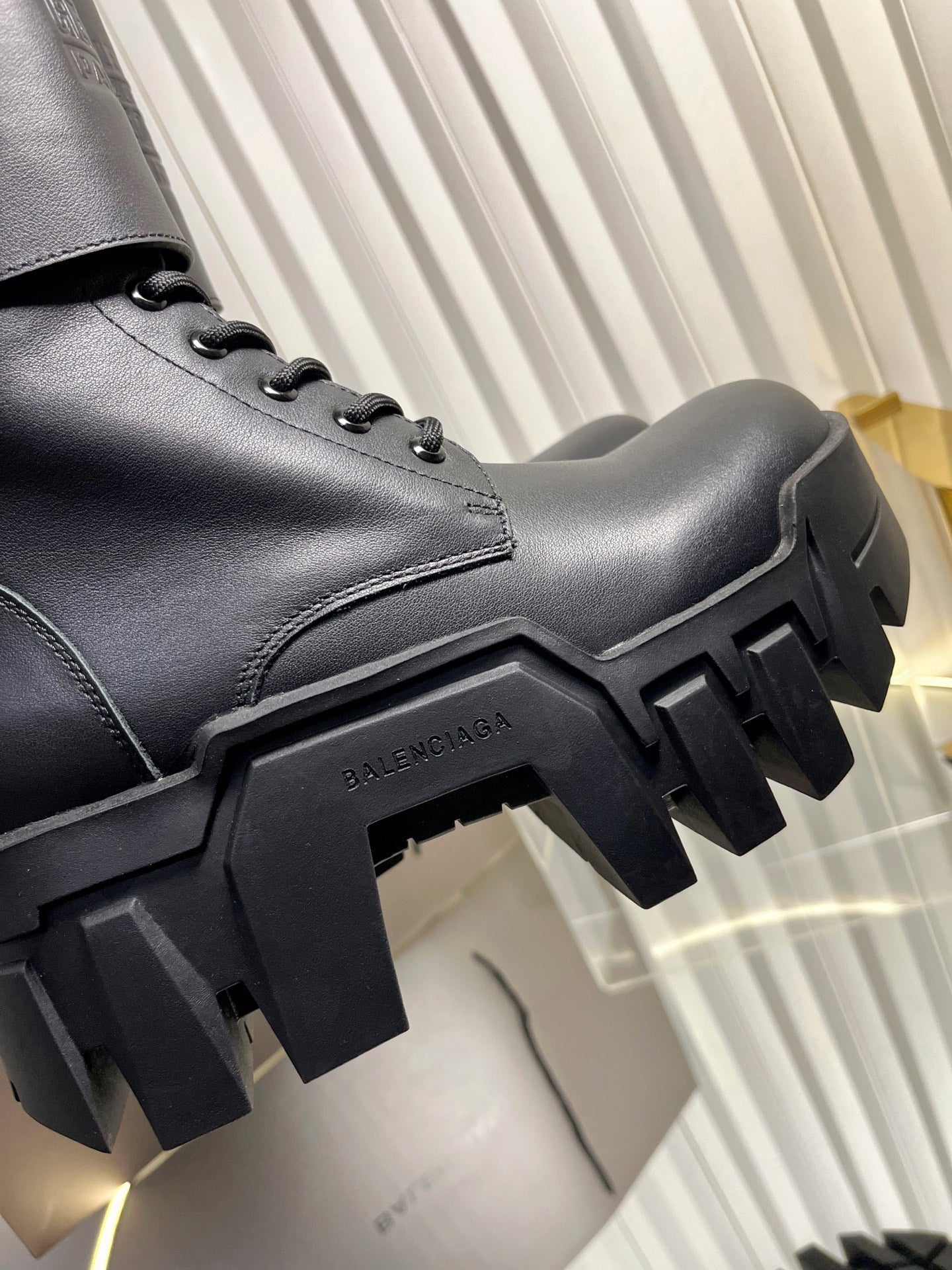 Balenciaga 2026 Bulldozer Lace-up Boot Black Calfskin 616564
