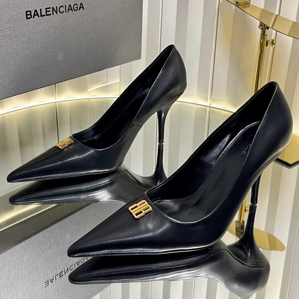 Balenciaga 2026 Avenue BB Editor 85mm Pump Black Calfskin 616567