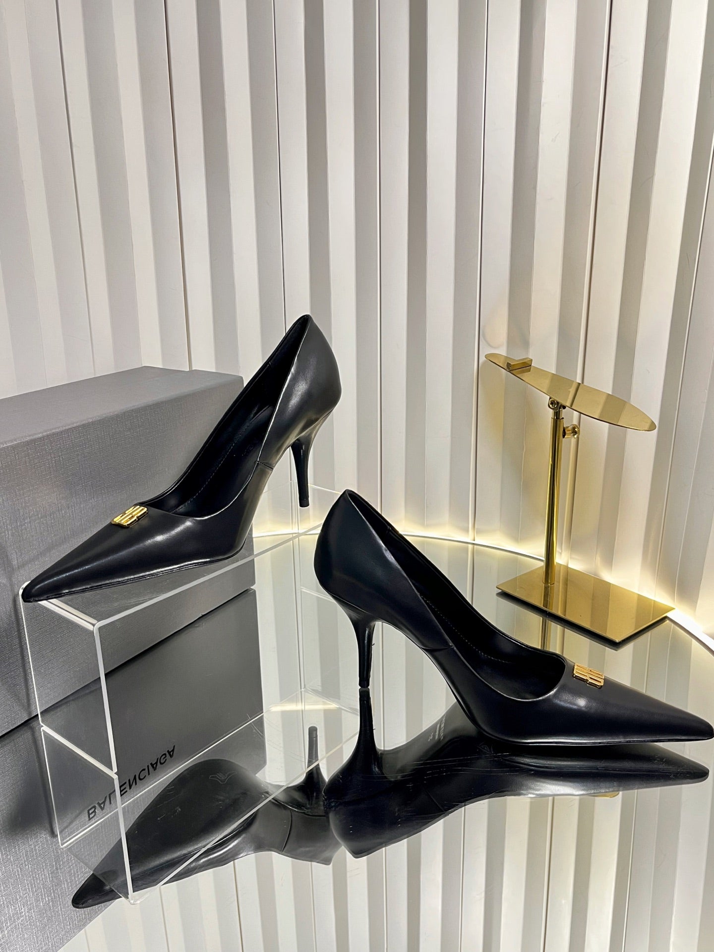 Balenciaga 2026 Avenue BB Editor 85mm Pump Black Calfskin 616567