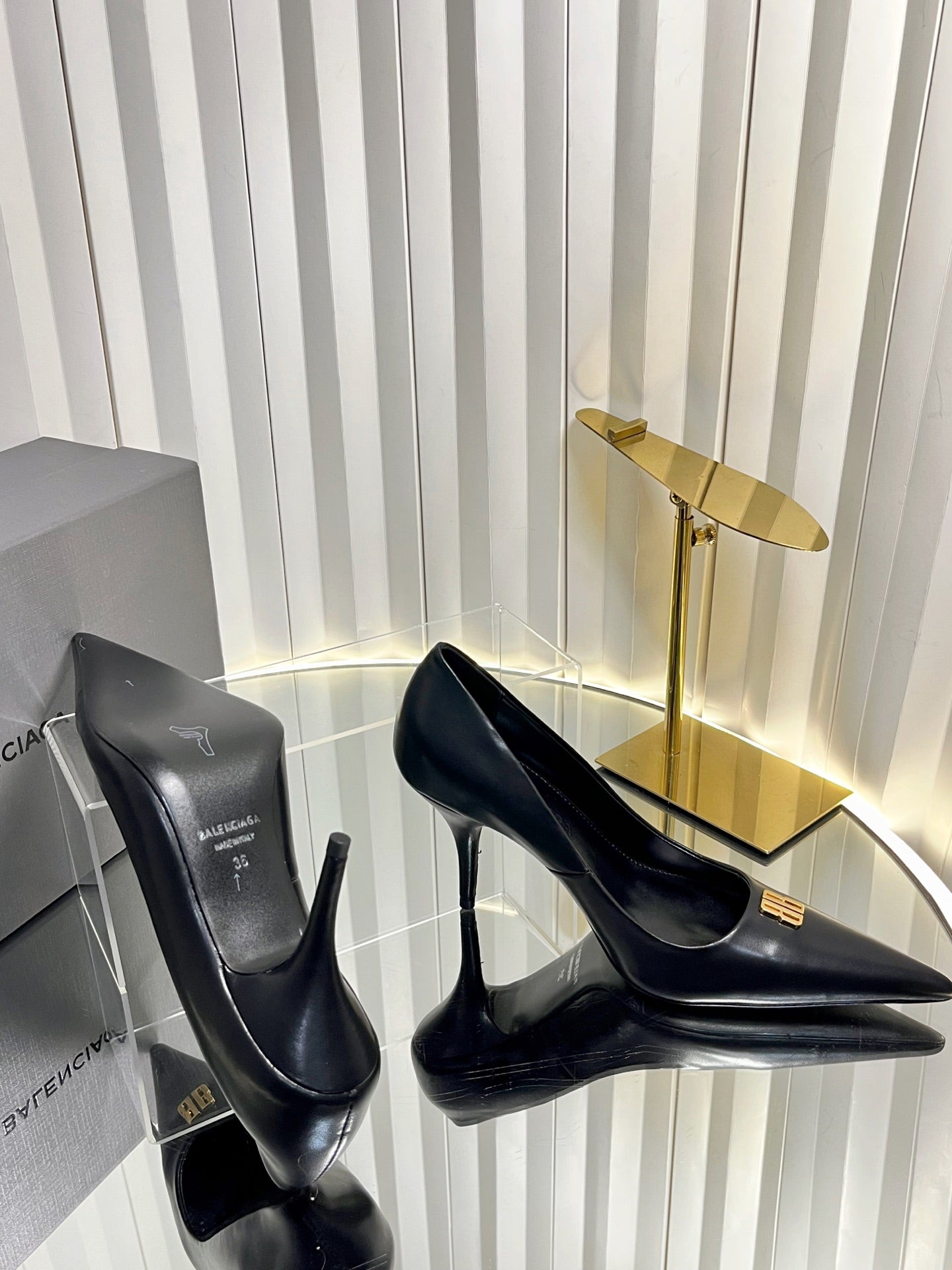 Balenciaga 2026 Avenue BB Editor 85mm Pump Black Calfskin 616567