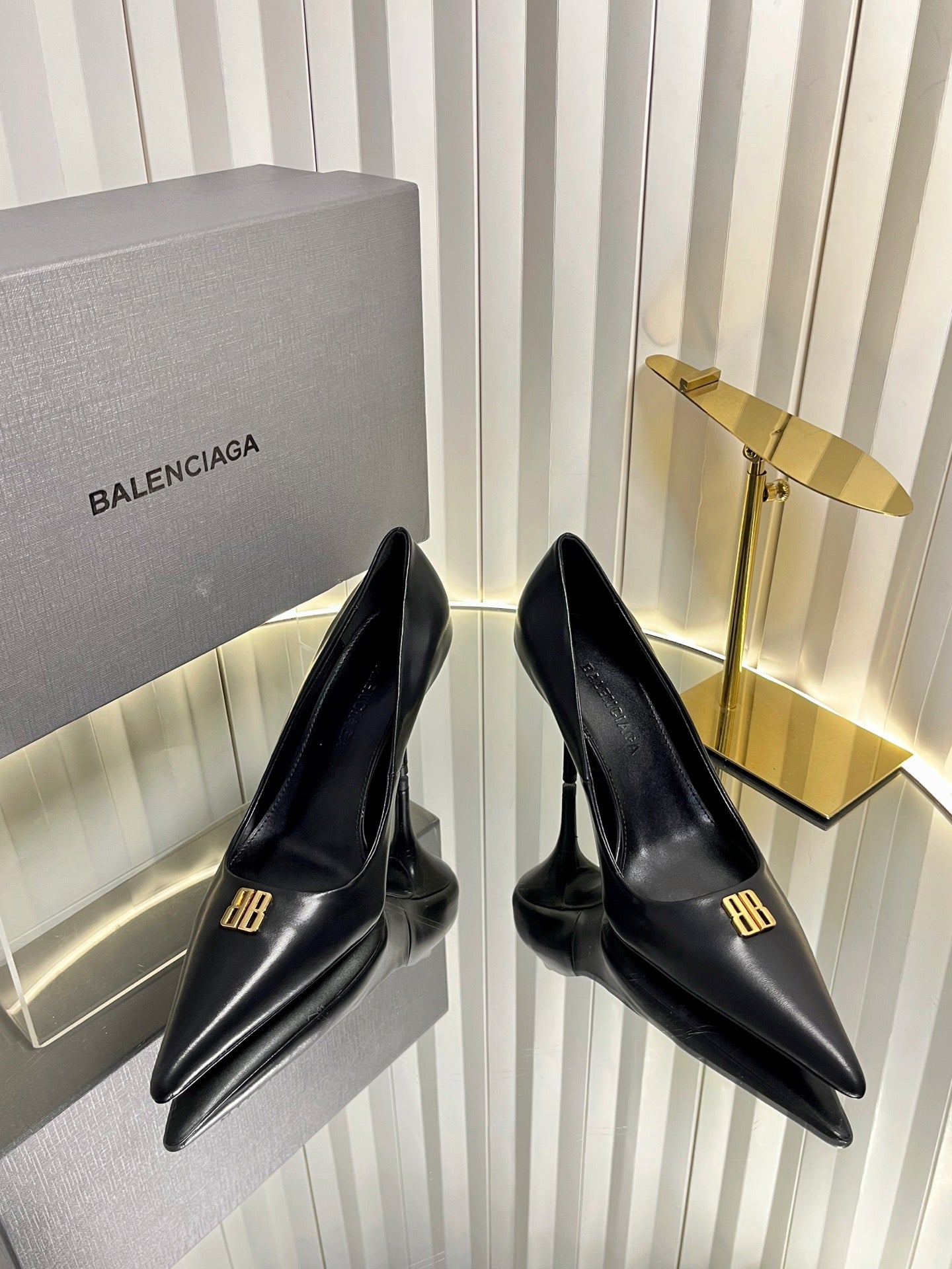 Balenciaga 2026 Avenue BB Editor 85mm Pump Black Calfskin 616567
