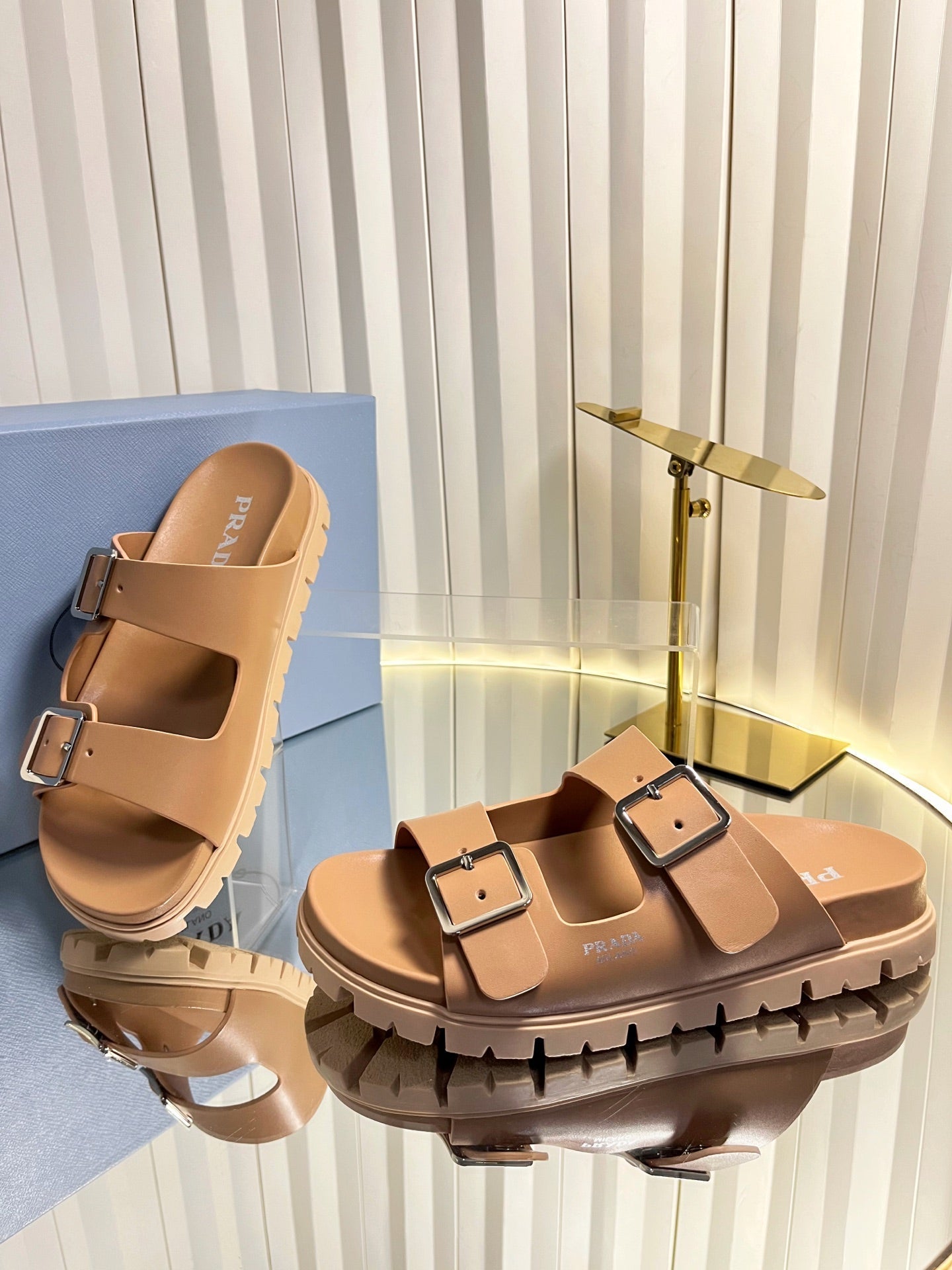 Prada 2026 Slides Slippers Two Straps Rubber 768752