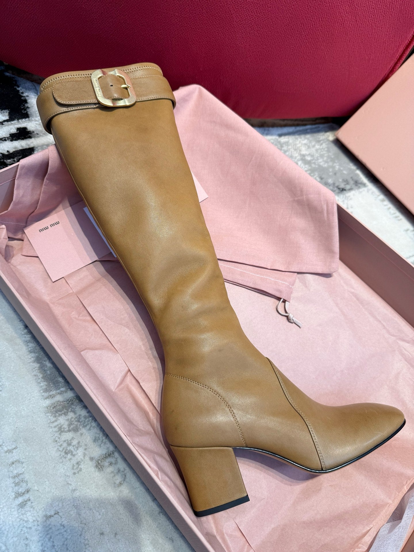Miu Miu 2026 Boot With Buckle Camel Nappa Leather 621341