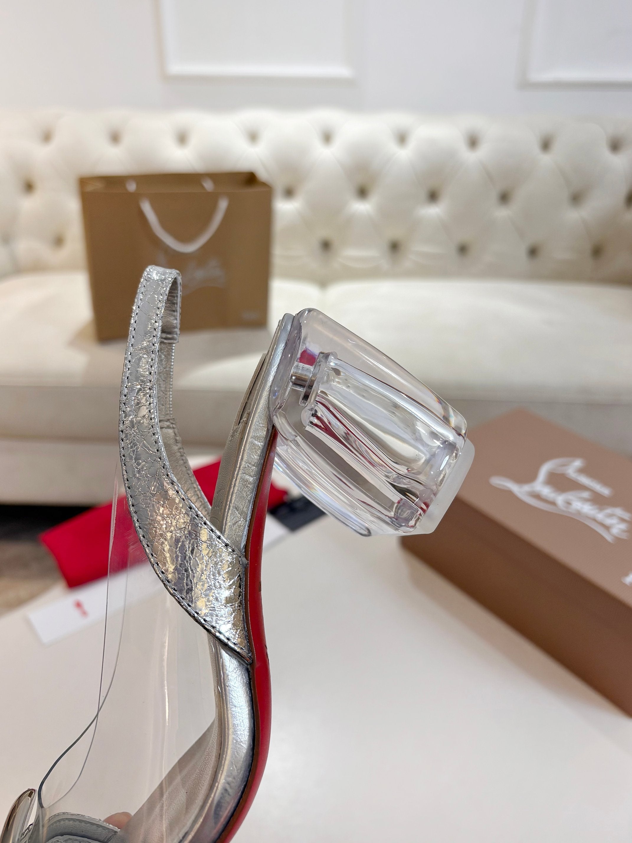 Christian Louboutin 2026 Minny Bubble 70mm Slingback Pumps PVC Patent Leather 780370