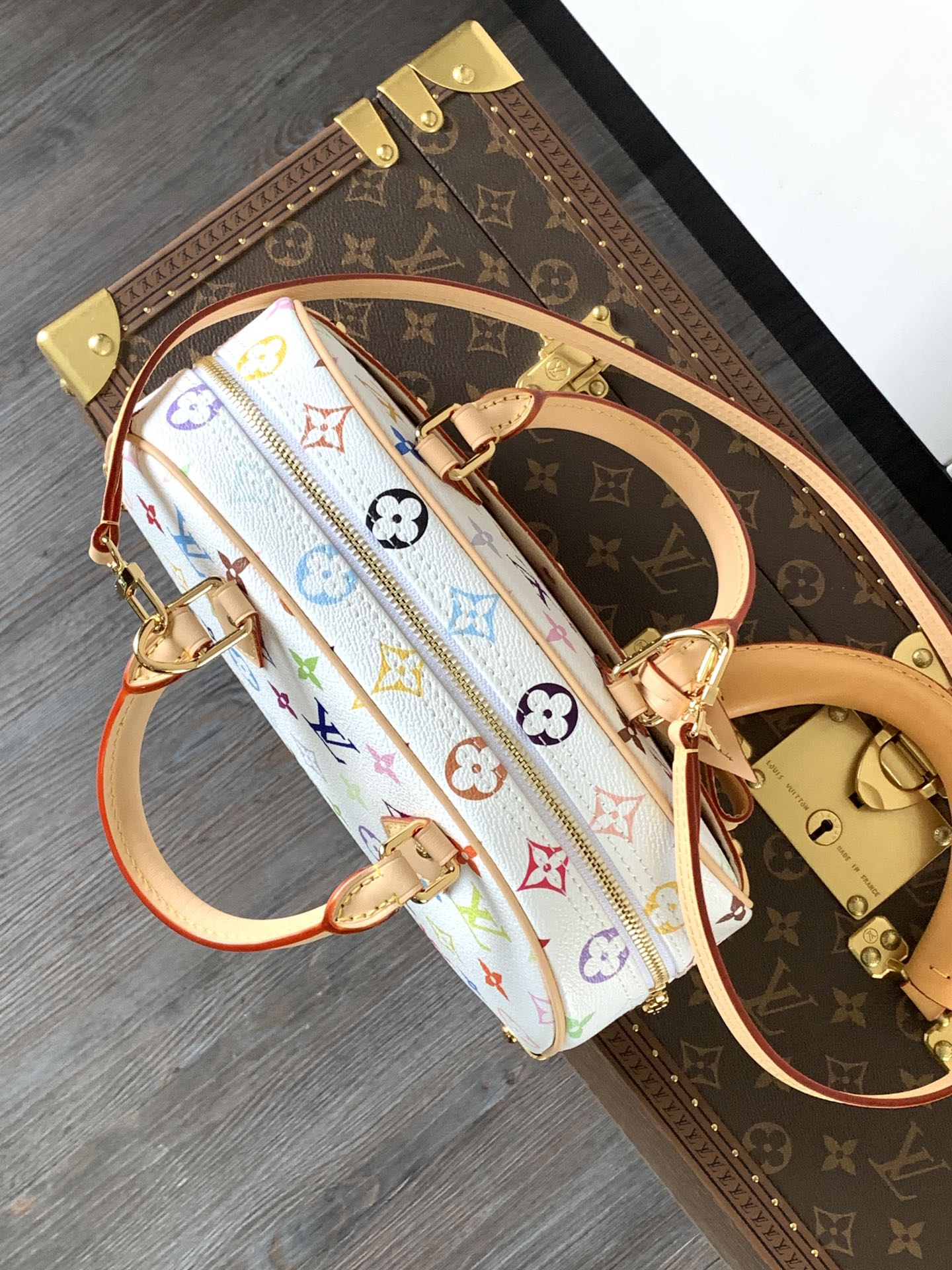 LV 2026 Handbag East West 27cm White mix Multicolor Canvas Cowhide 241104