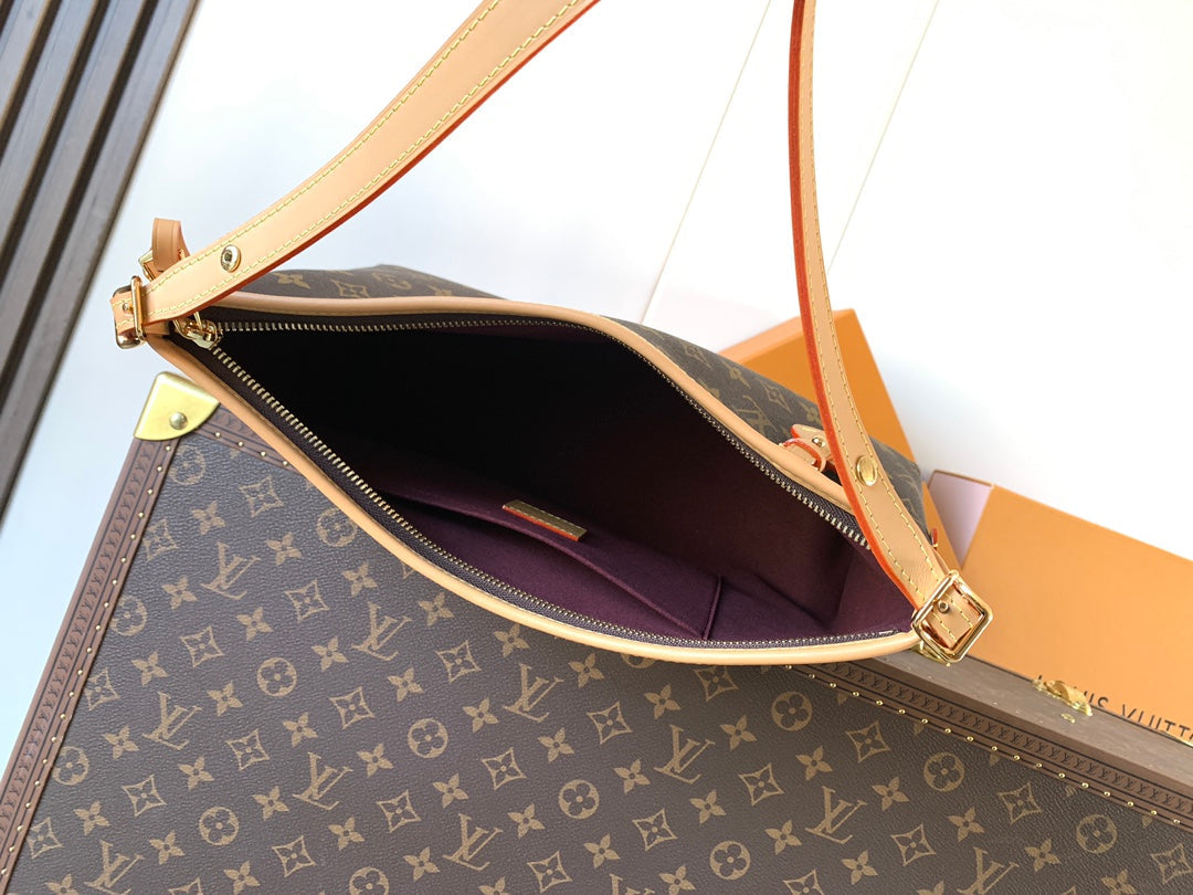LV 2026 CarryAll East West Handbag Brown Beige Canvas Cowhide 277782