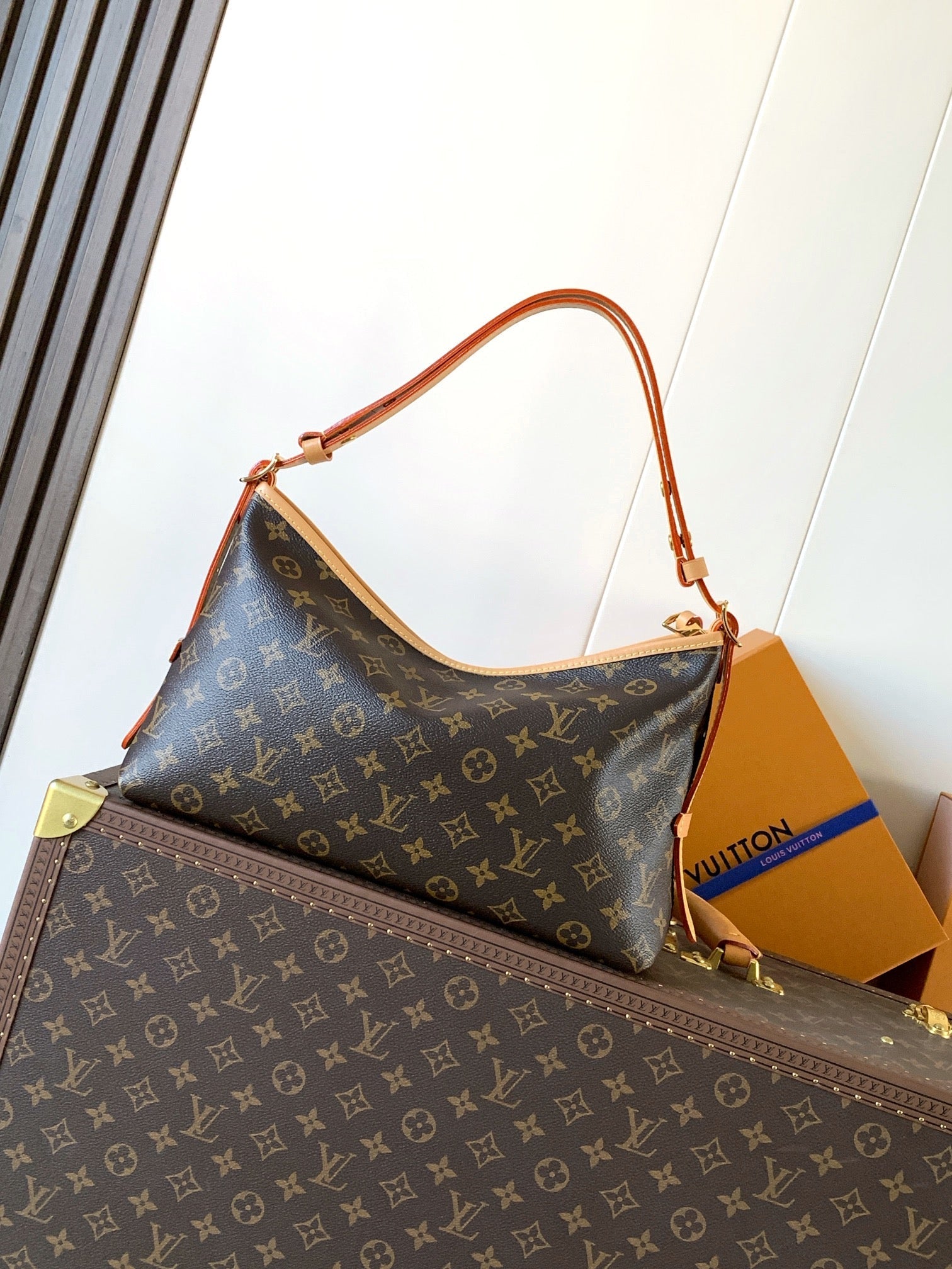 LV 2026 CarryAll East West Handbag Brown Beige Canvas Cowhide 277782