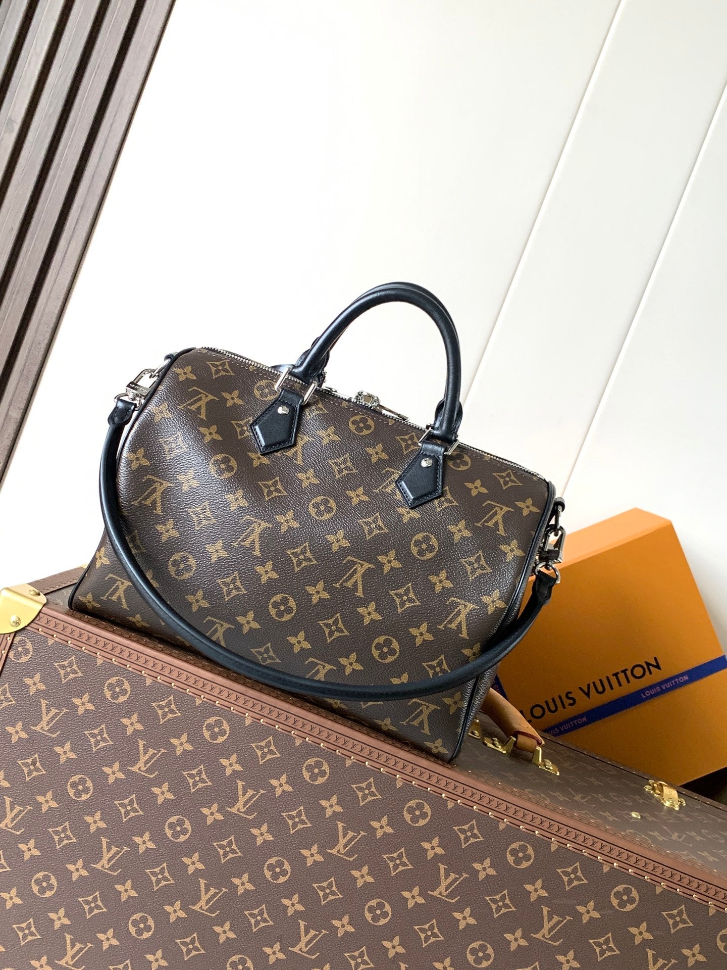 LV 2026 Speedy Soft Bag 30cm Brown Black Canvas Cowhide 364270