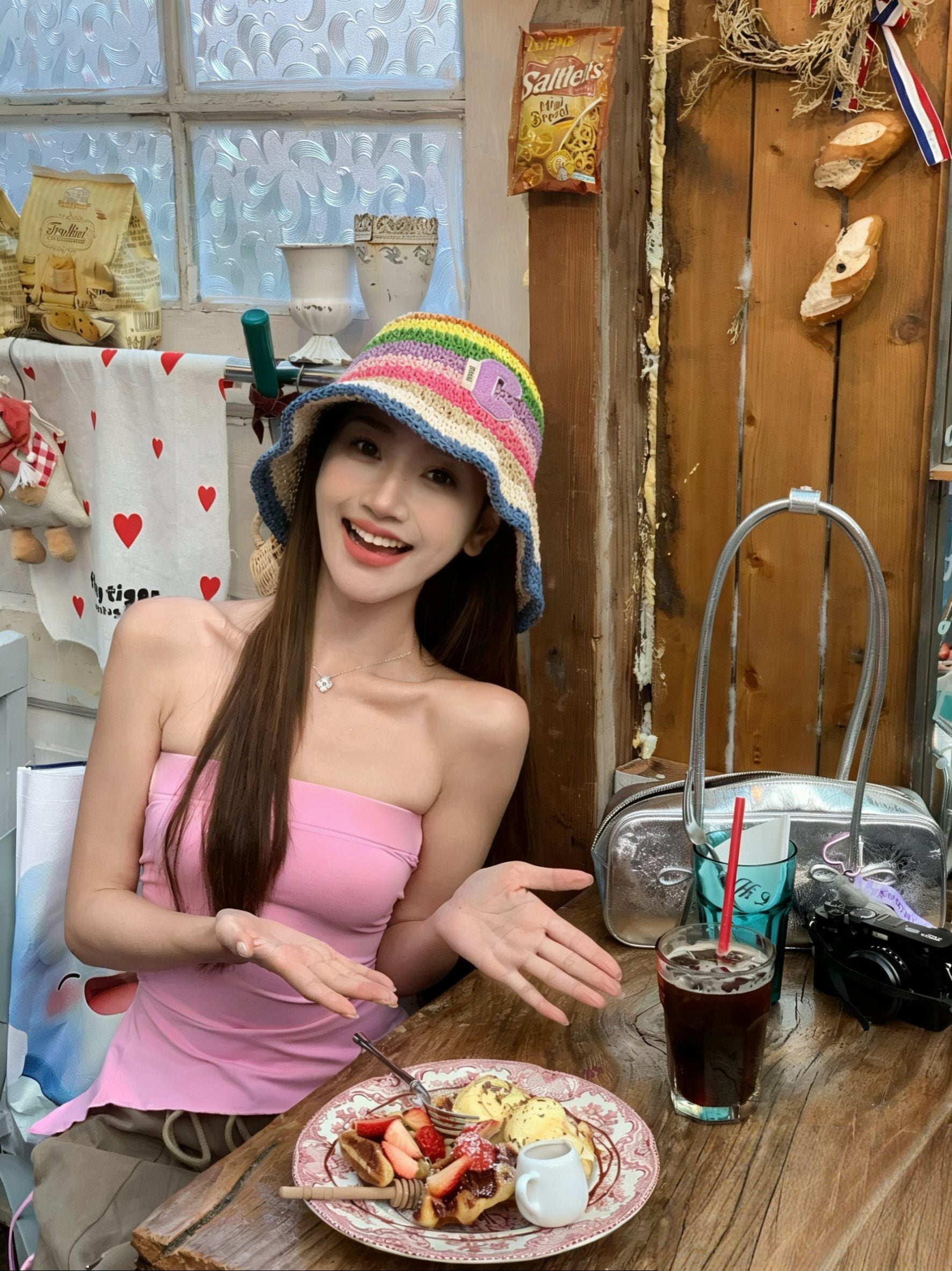 Celine Rainbow Straw Bucket Hat 322145