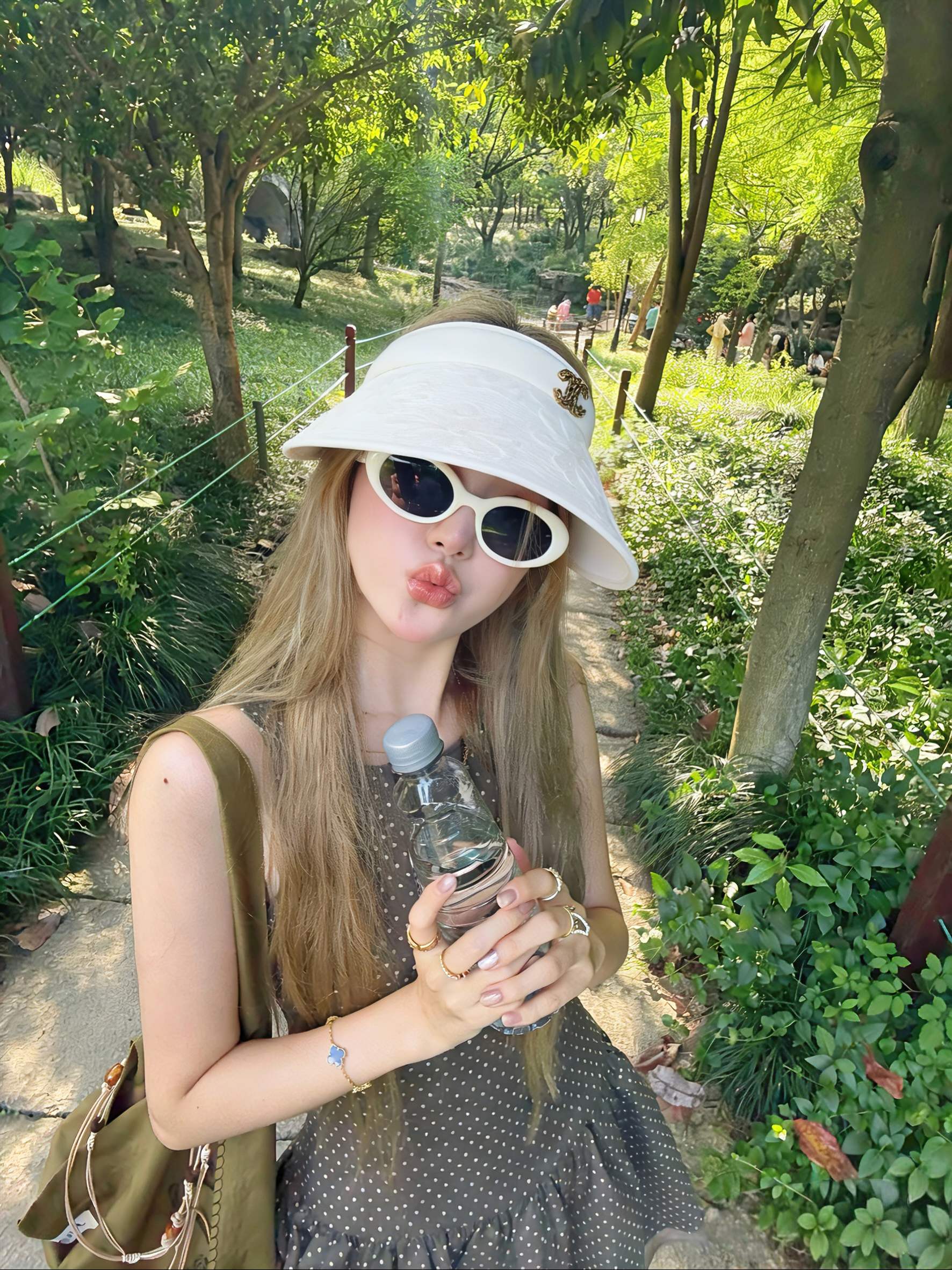 Chanel Embroidered Floral Pattern White Visor 250056
