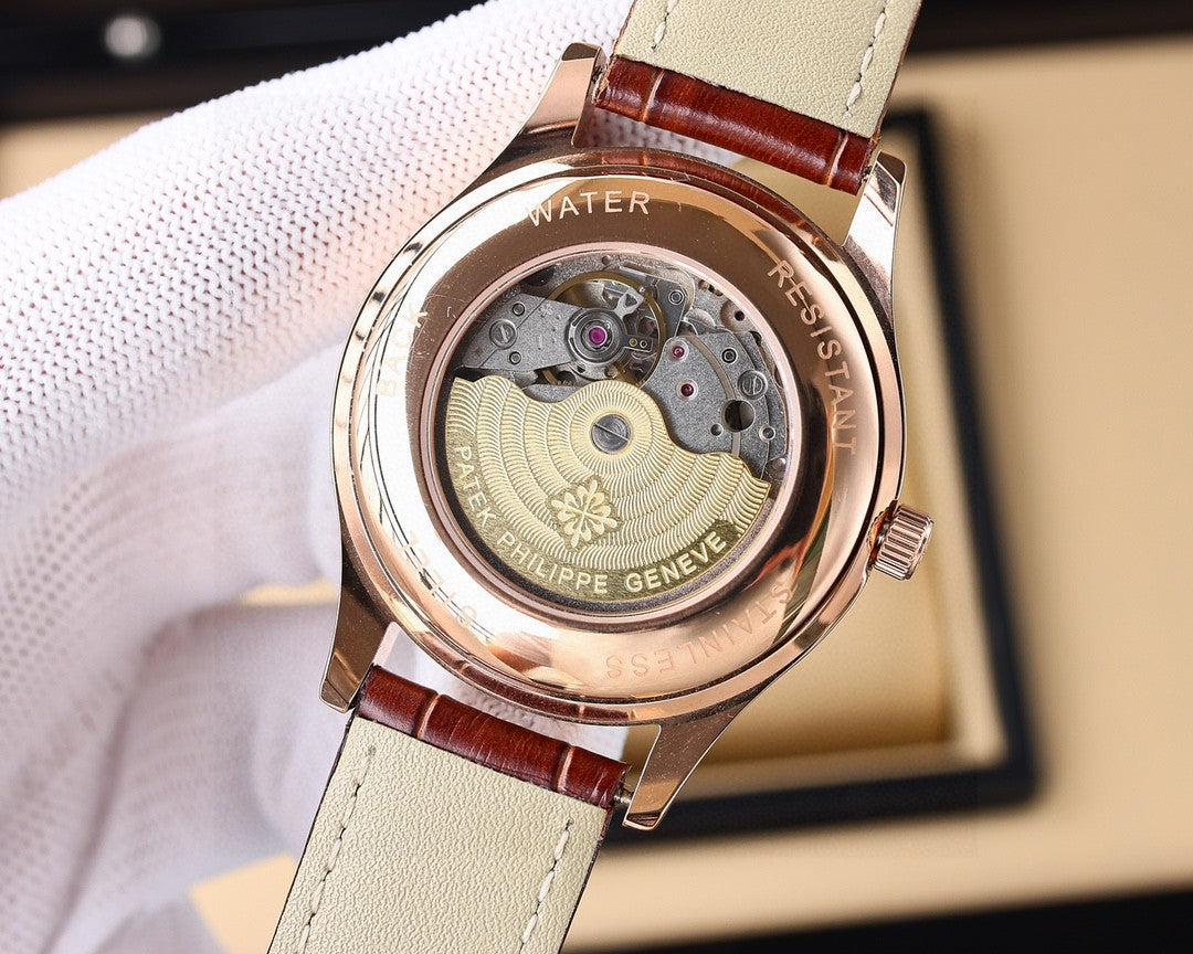 Patek Philippe Calatrava 40mm Silver Dial Brown Leather Strap