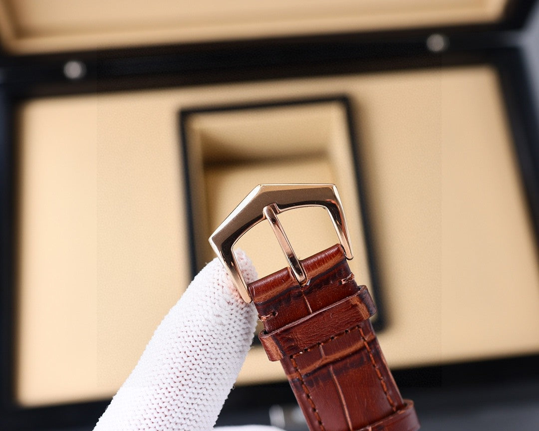 Patek Philippe Calatrava 40mm Silver Dial Brown Leather Strap