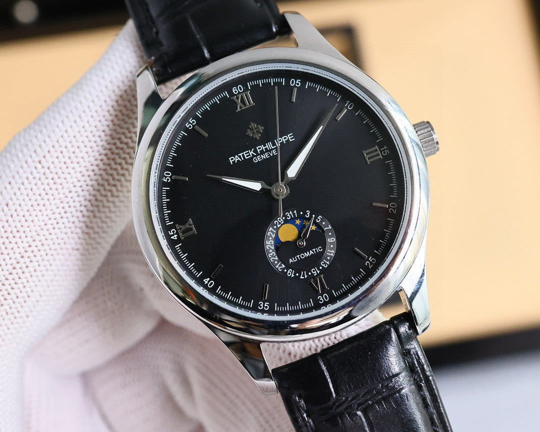 Patek Philippe Annual Calendar 40mm Black Dial Black Leather Strap