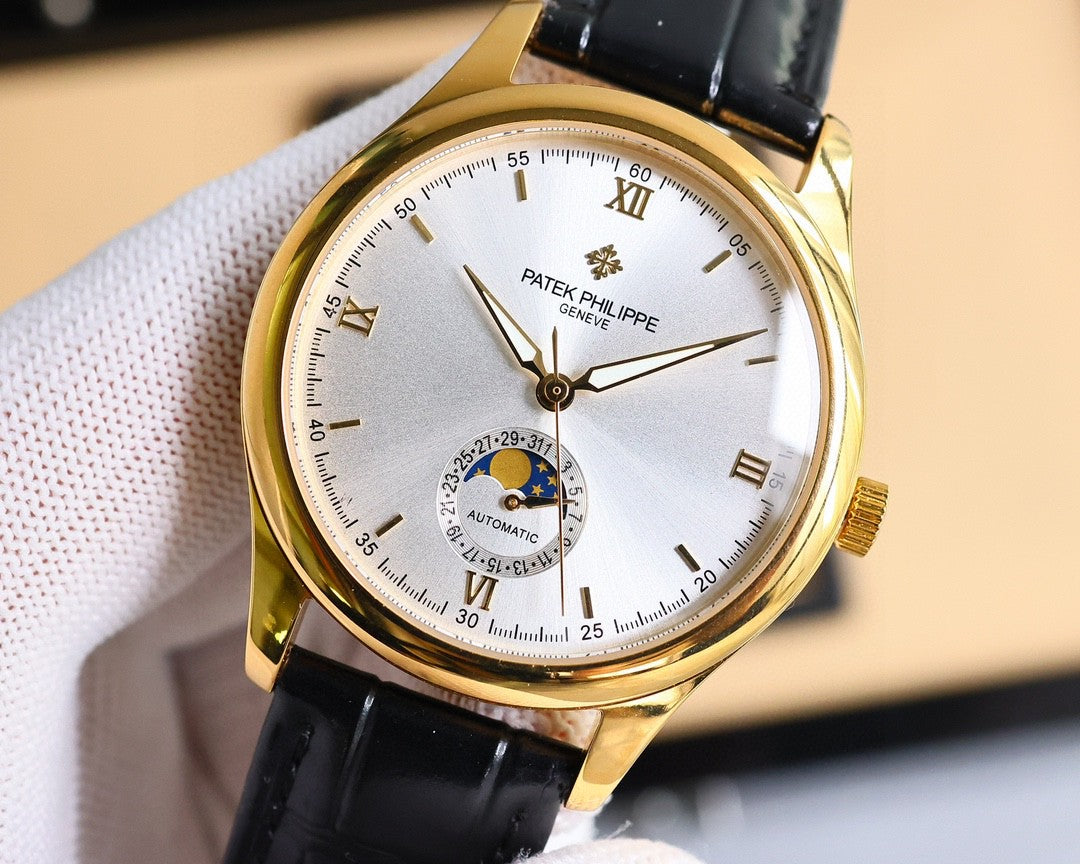 Patek Philippe Annual Calendar 40mm Gold Case Black Leather Strap