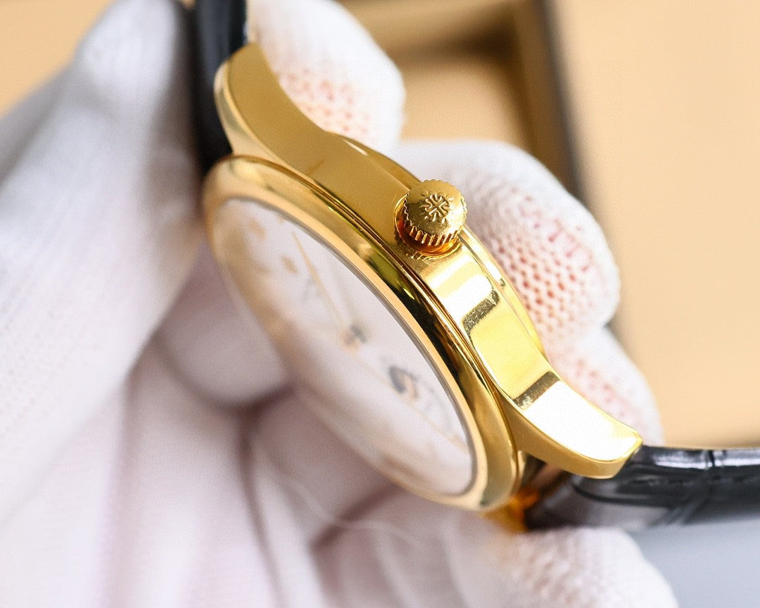 Patek Philippe Annual Calendar 40mm Gold Case Black Leather Strap