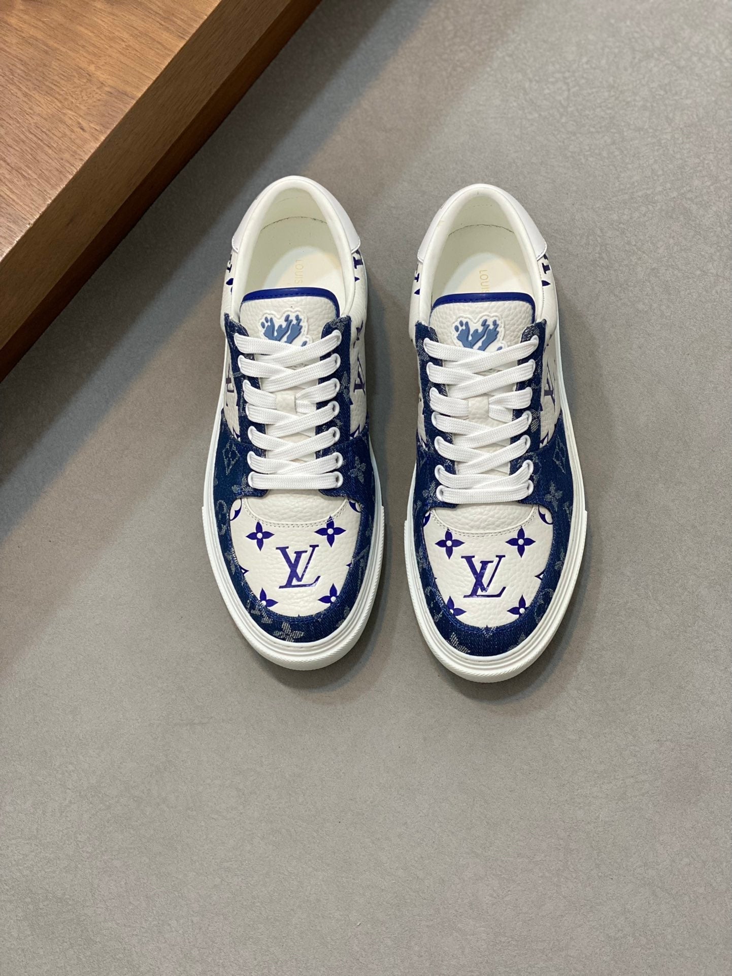 LV MONOGRAM BLUE AND WHITE SNEAKERS