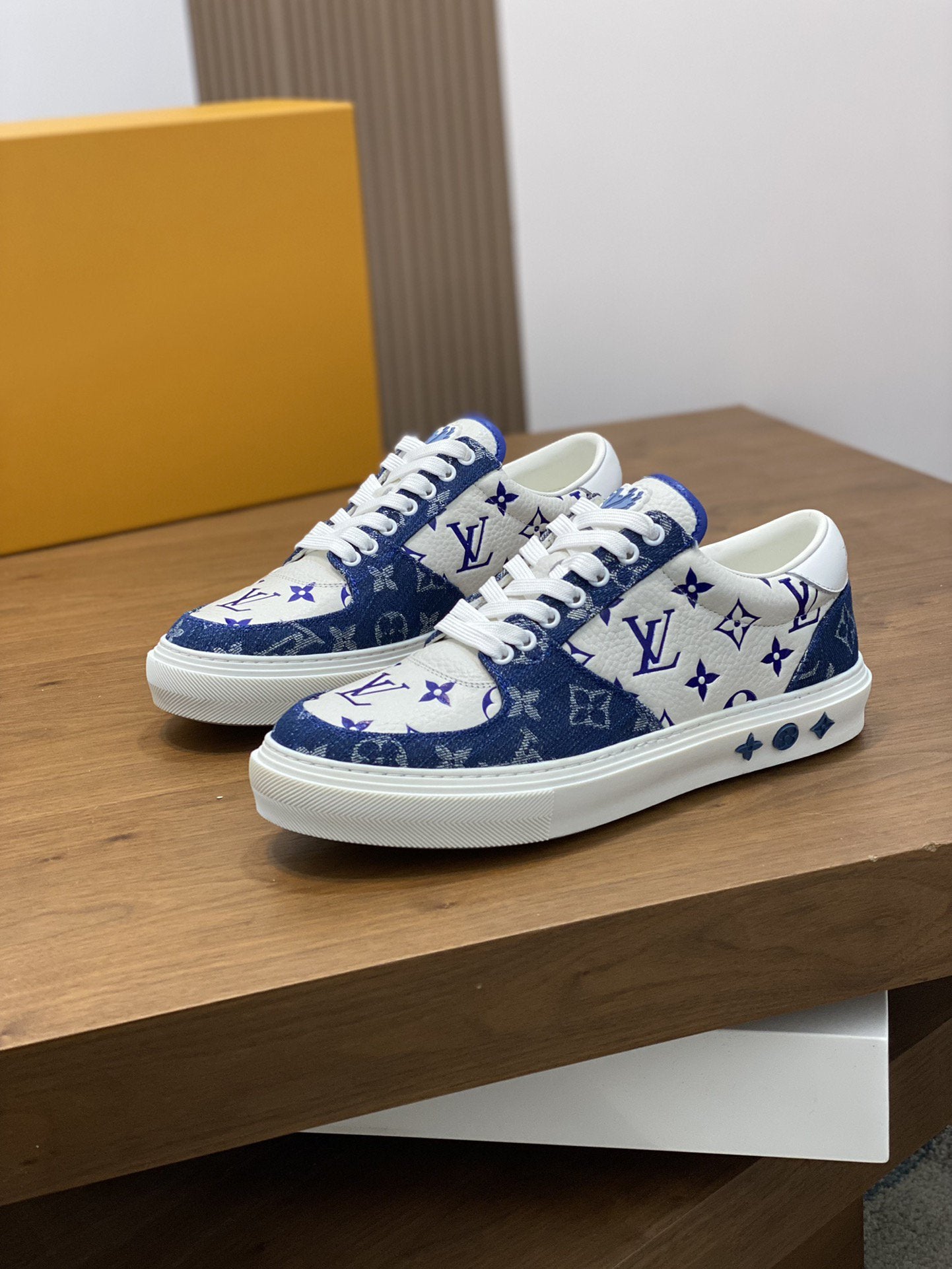 LV MONOGRAM BLUE AND WHITE SNEAKERS