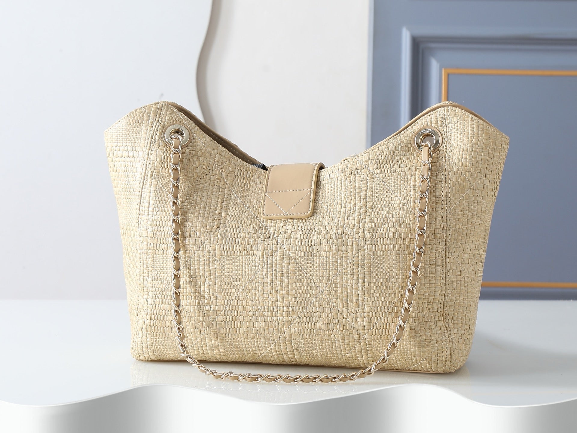 Chanel 2026 Shopping Bag Braided Raffia Beige Woven Leather