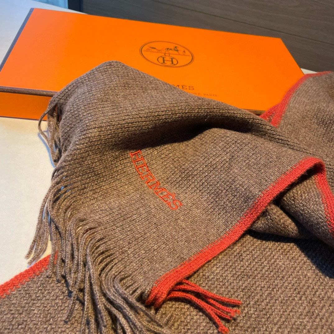 Scarf 180 CM In Brown Mix Red Cashmere 376516