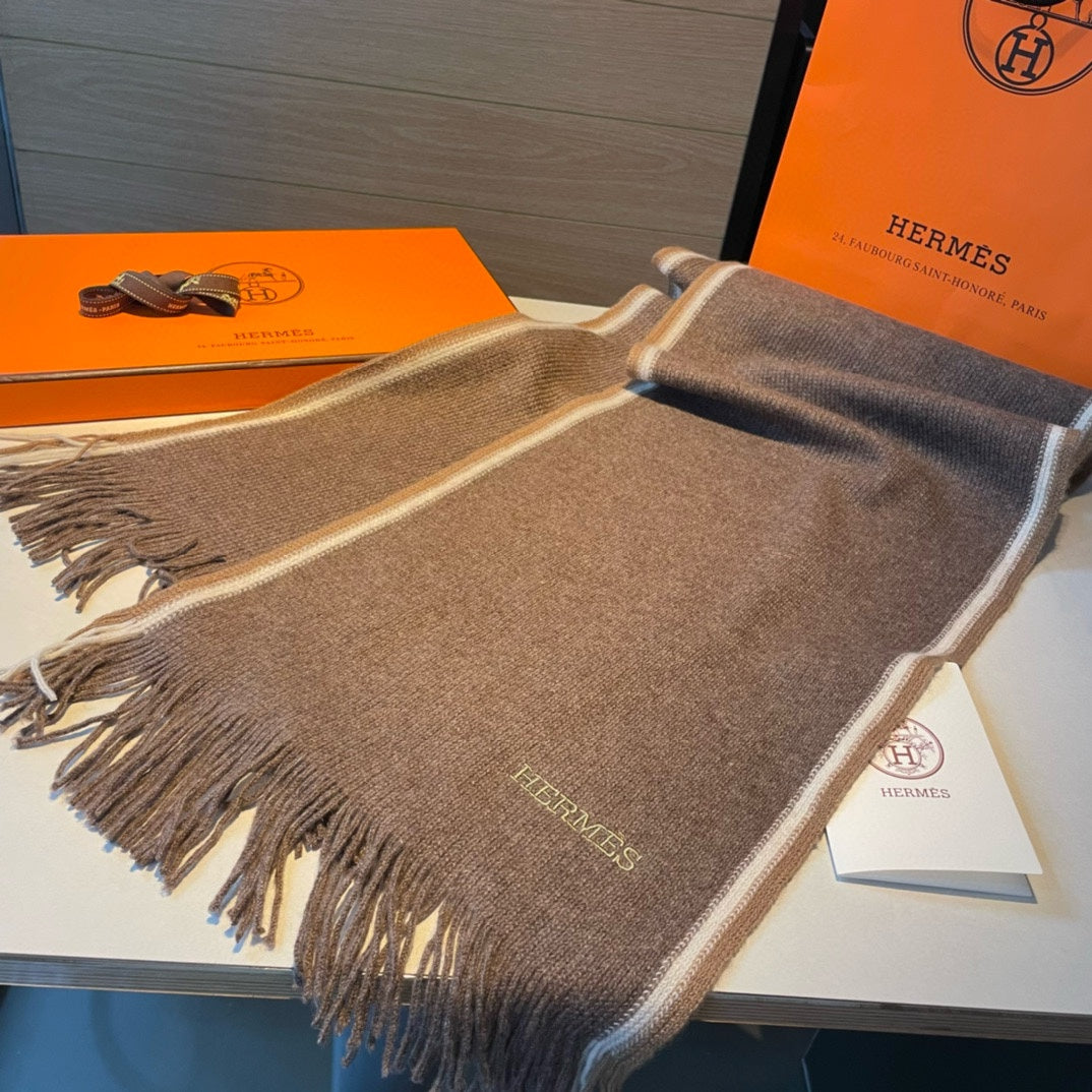 Scarf 180 CM In Brown Mix White Cashmere 376517