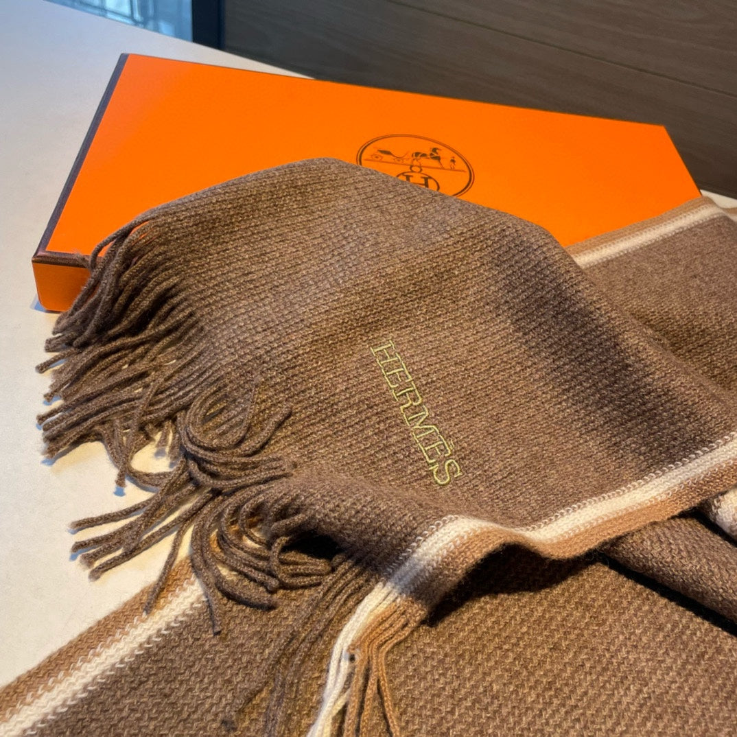 Scarf 180 CM In Brown Mix White Cashmere 376517