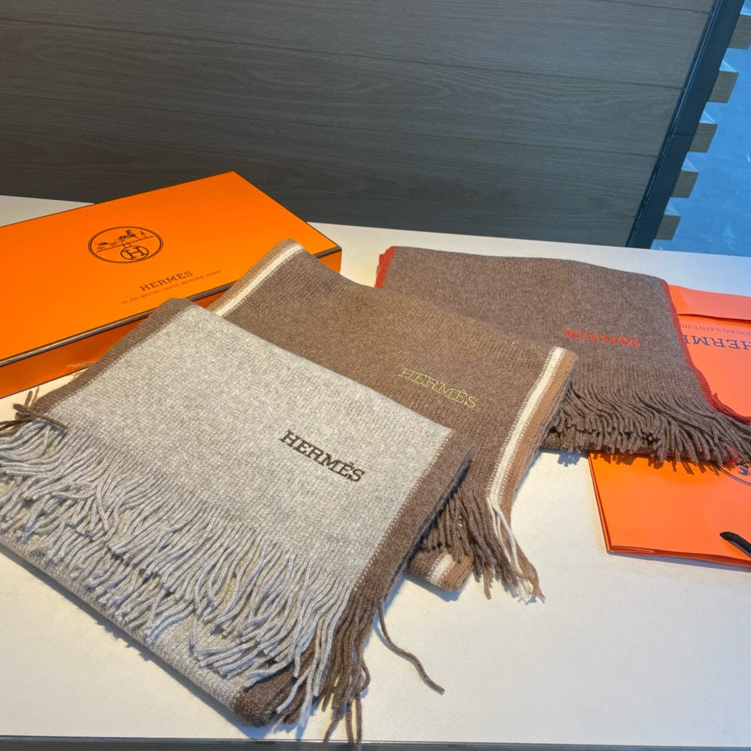 Scarf 180 CM In Brown Mix White Cashmere 376517
