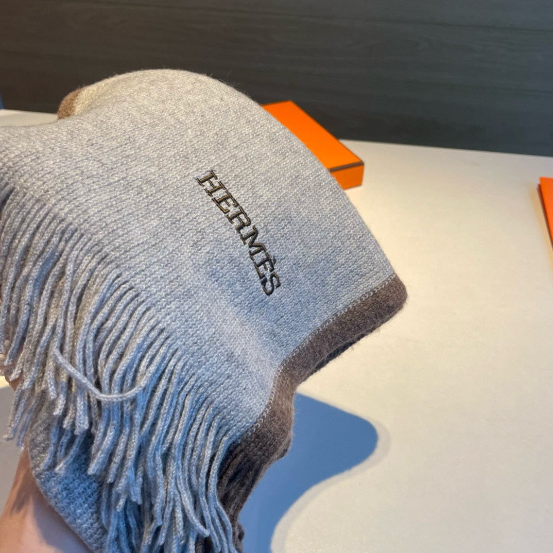 Scarf 180 CM In Grey Mix Brown Cashmere 376518