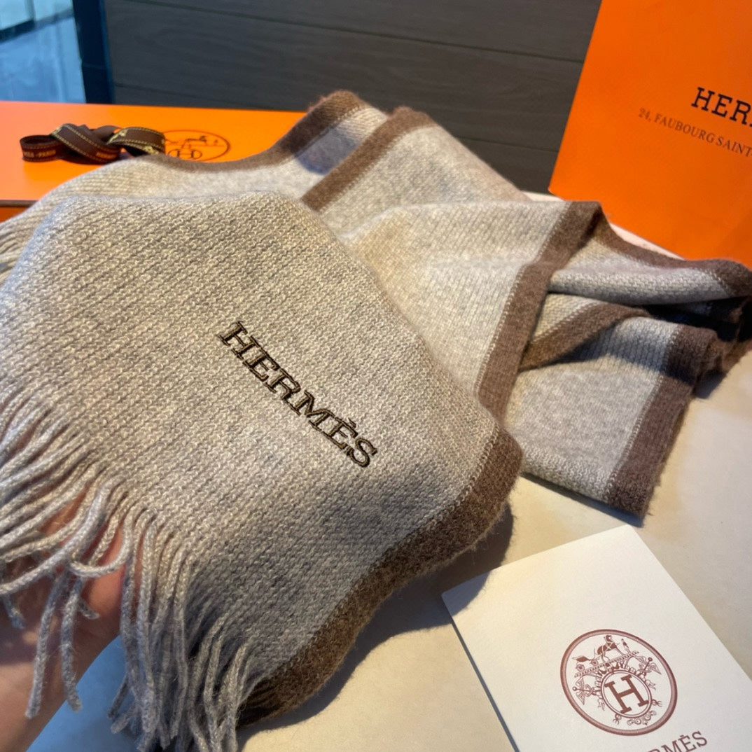 Scarf 180 CM In Grey Mix Brown Cashmere 376518