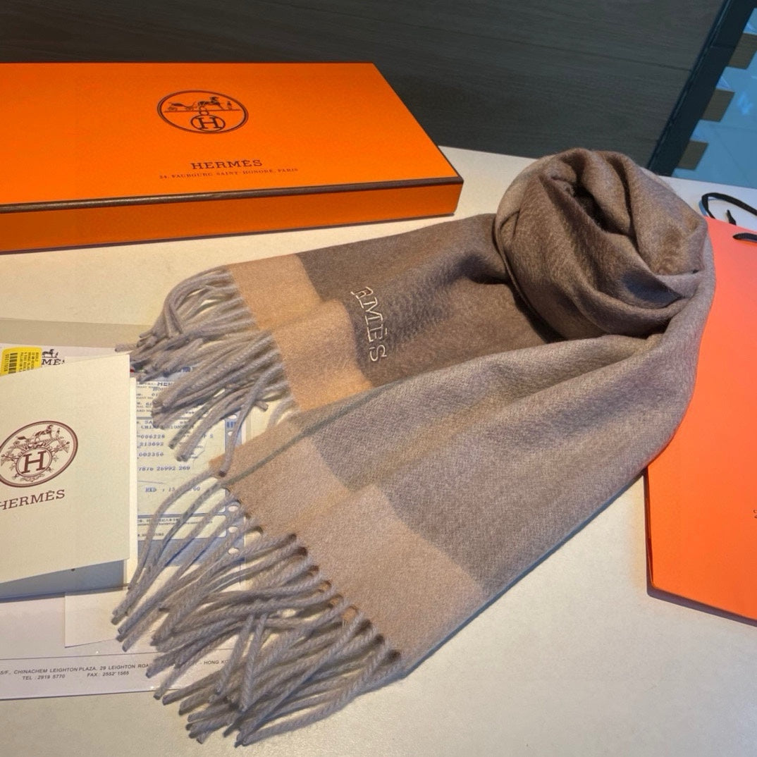 Scarf 180 CM In Brown Mix Beige Cashmere  398203