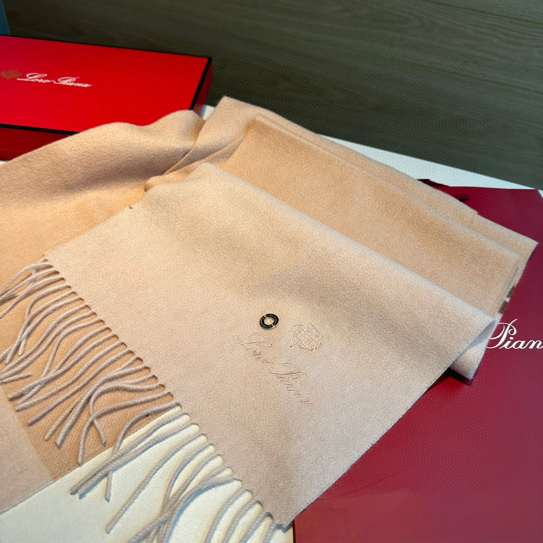 LP Grande Unita Scarf 180 CM In White Mix Beige Cashmere 403789