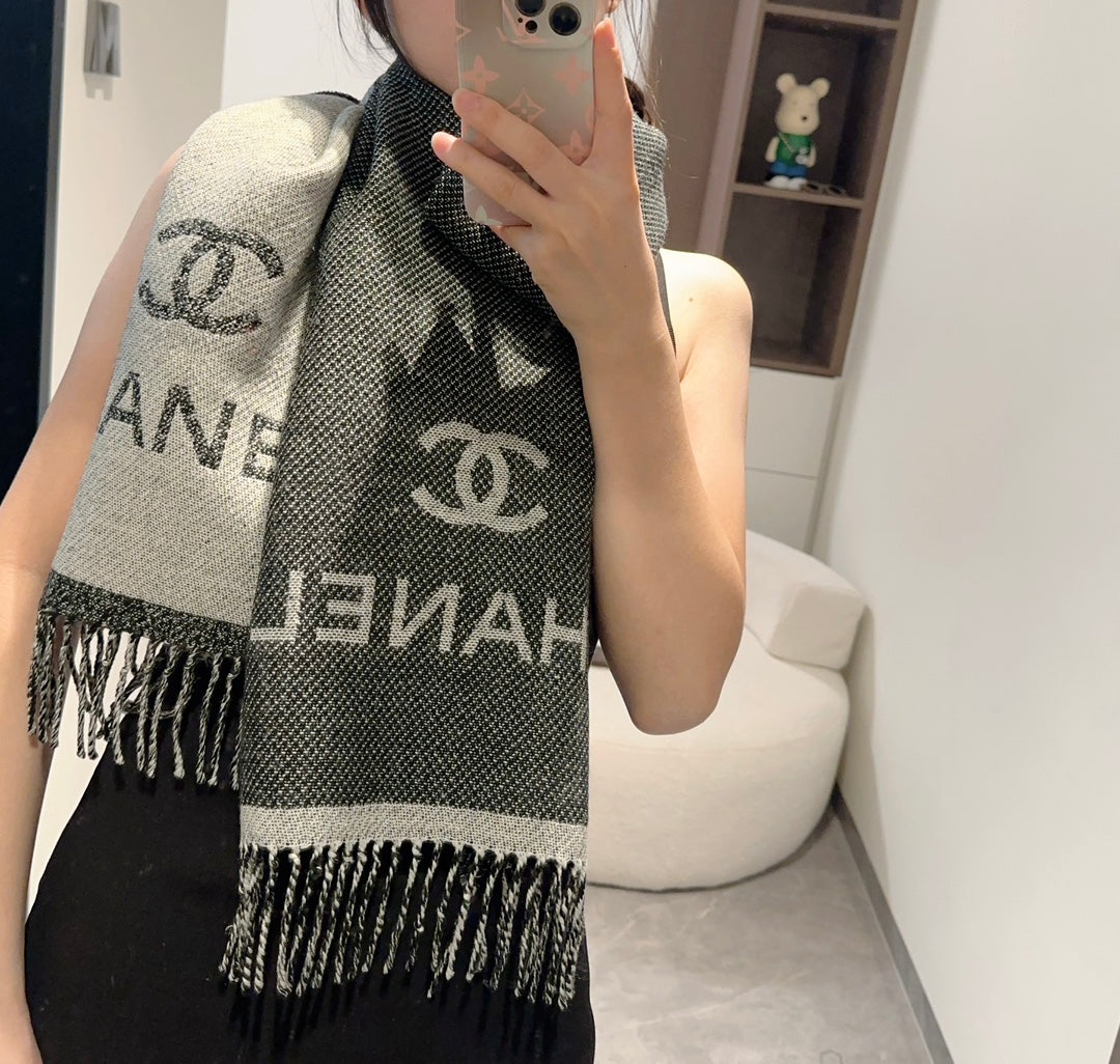 CC Scarf 200 CM In Grey Mix White Wool 403798