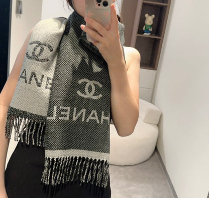 CC Scarf 200 CM In Grey Mix White Wool 403798