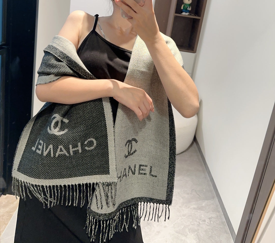 CC Scarf 200 CM In Grey Mix White Wool 403798