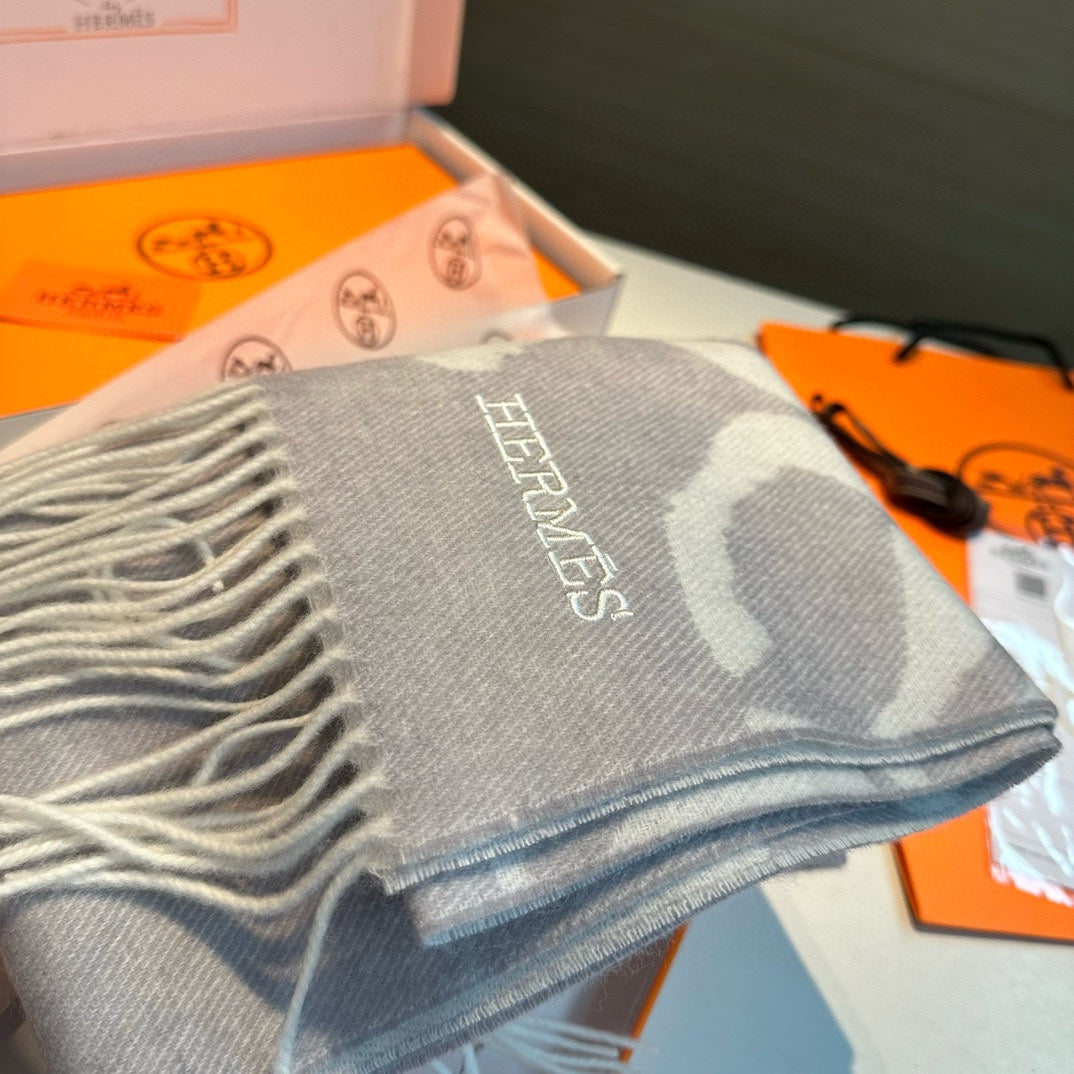 Scarf 180 CM Grey Light Grey Mix White Wool