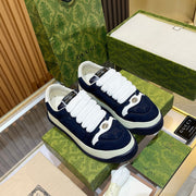 GG Men's Screener Sneaker Blue Canvas Sheepskin 523610