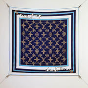 LV Double Sided Scarf 90 Dark Blue White Monogram Twill Silk 164407