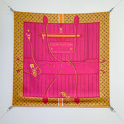 LV Double Sided Scarf 90 Pink Brown Monogram Cashmere Silk 168751