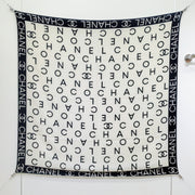 CC 25  Scarf 140CM White Black Cashmere 293085
