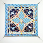 LV Double Sided Scarf 90 Blue Monogram Cashmere Silk 168756