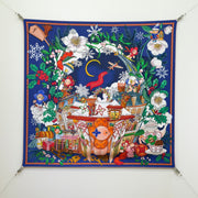 LV Double Sided Scarf 90 Navy Blue Colorful Mulberry Silk 168787