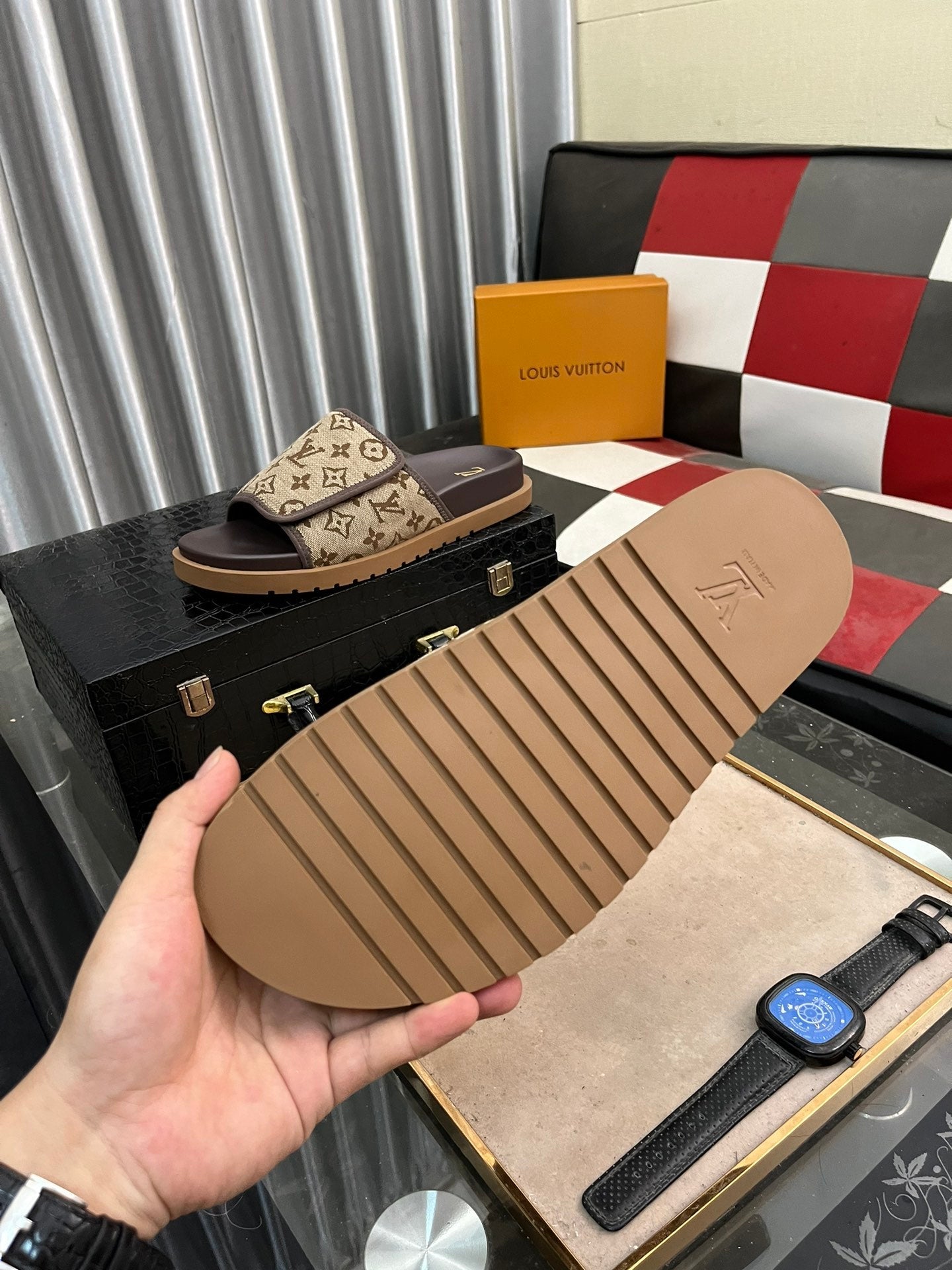 MIAMI MULE IN PEANUT BROWN MONOGRAM JACQUARD