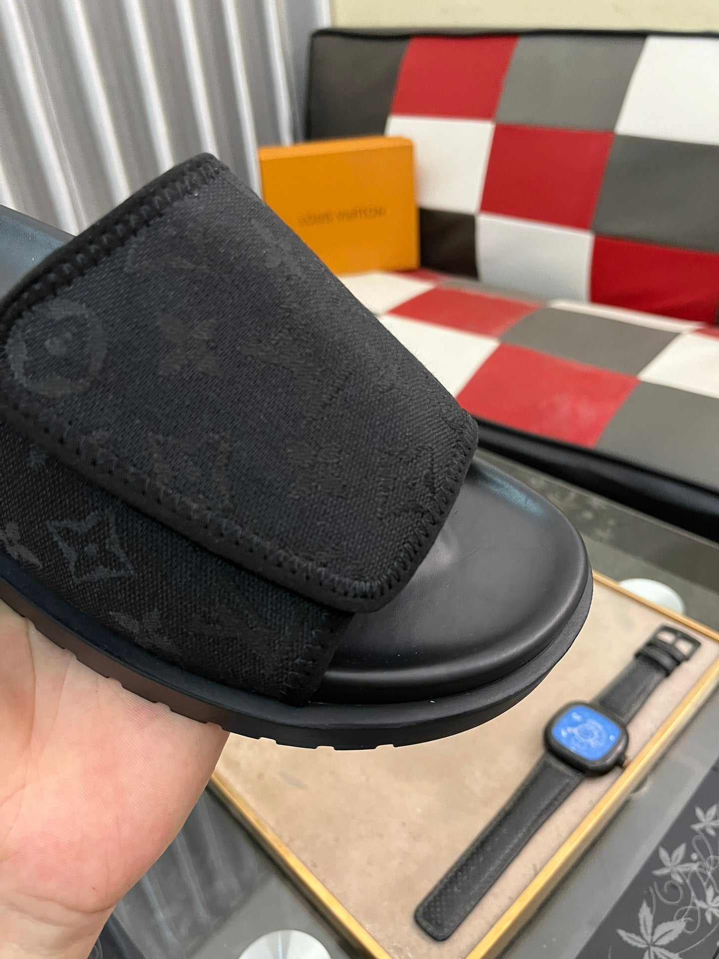 MIAMI MULE IN BLACK MONOGRAM JACQUARD