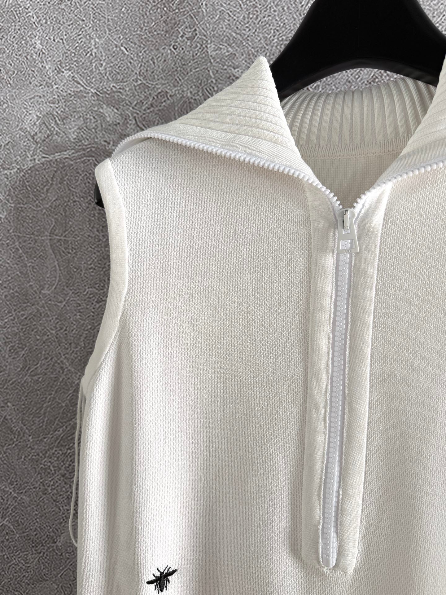 CD Collar Pleated Dress White Viscose
