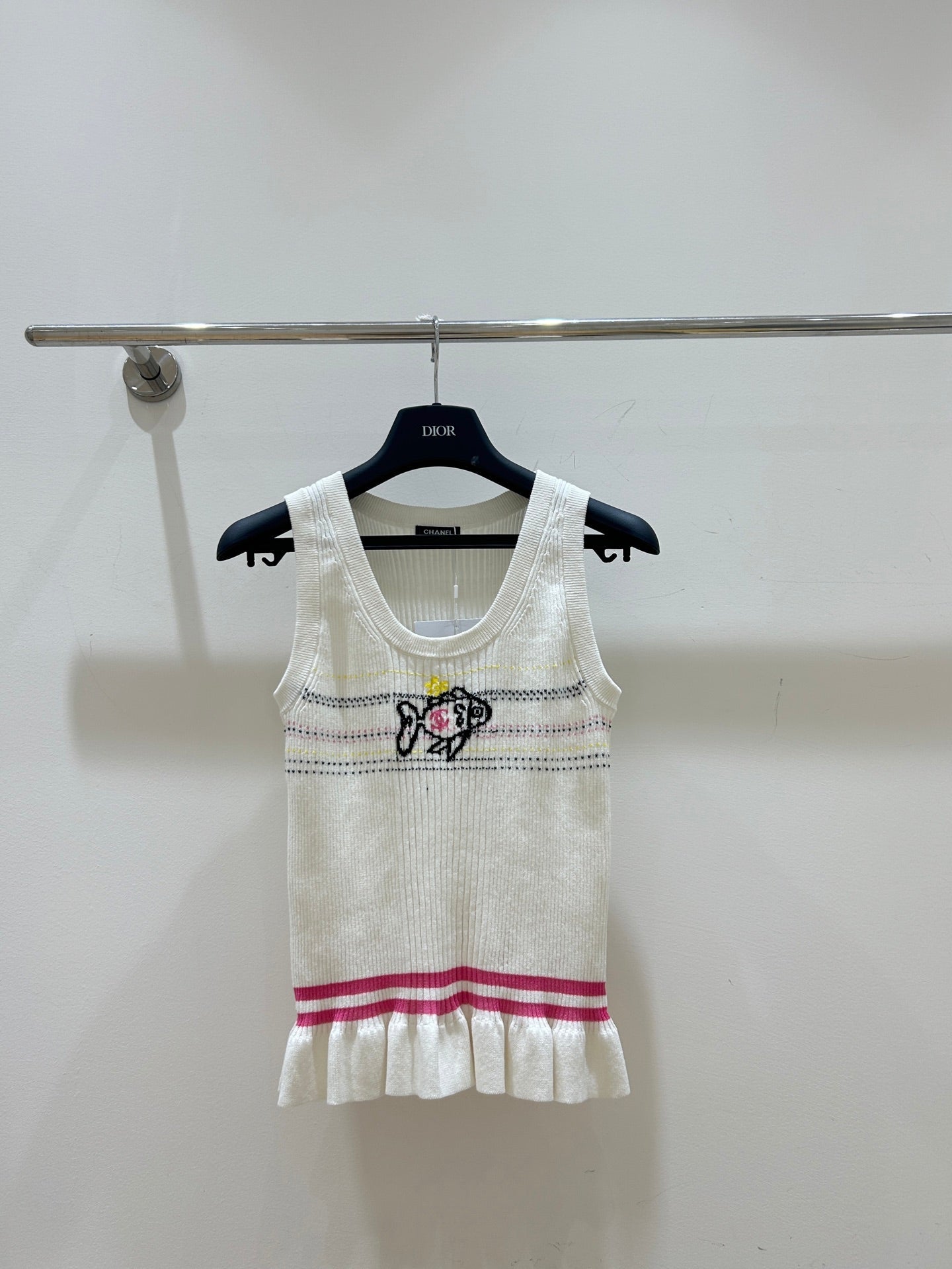 Chanel 2026 Embroidered Ruffled Knit Vest Cashmere 167238